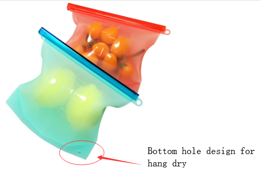 Os utensílios Eco-amigáveis novos da cozinha do silicone que mantêm o armazenamento fresco ensacam 1L 1.5L BPA livre