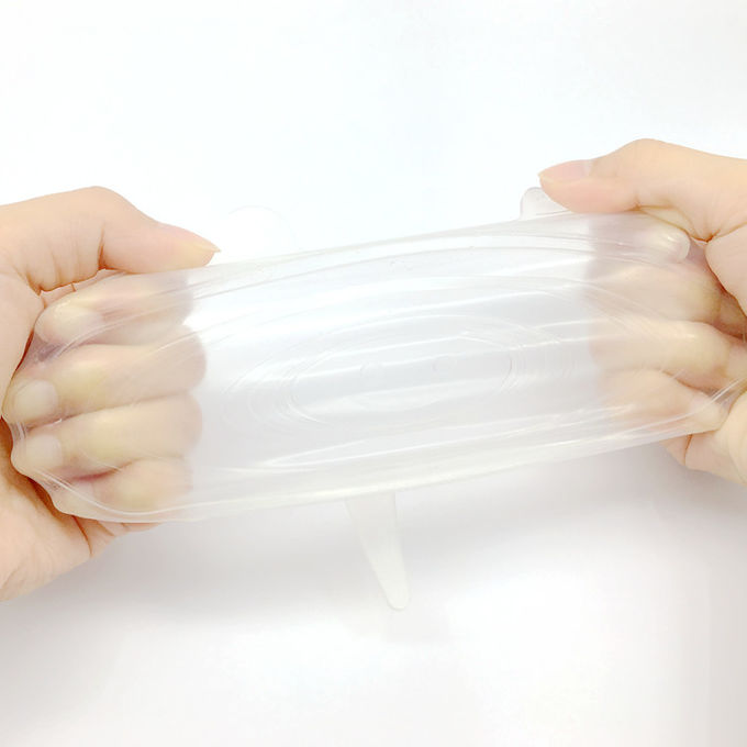 Tampas flexíveis do estiramento do silicone do produto comestível, tampa da micro-ondas do silicone para a bacia